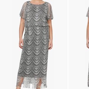SL FASHIONS Metallic Open Stitch Blouson Gown